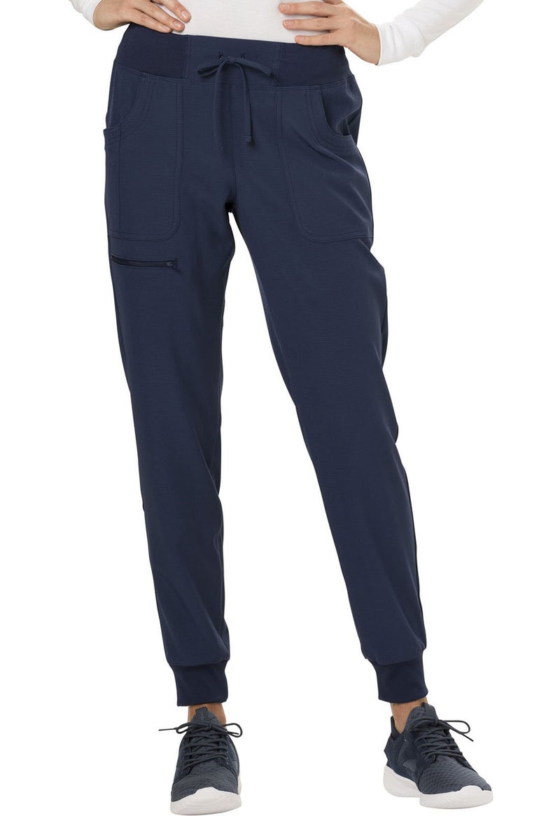 HeartSoul Women's Medical Scrub Jogger Pants Contemporary fit Drawstring Waistband Jogger with 5 Pockets - HS030P, M Petite, Navy - Image 1